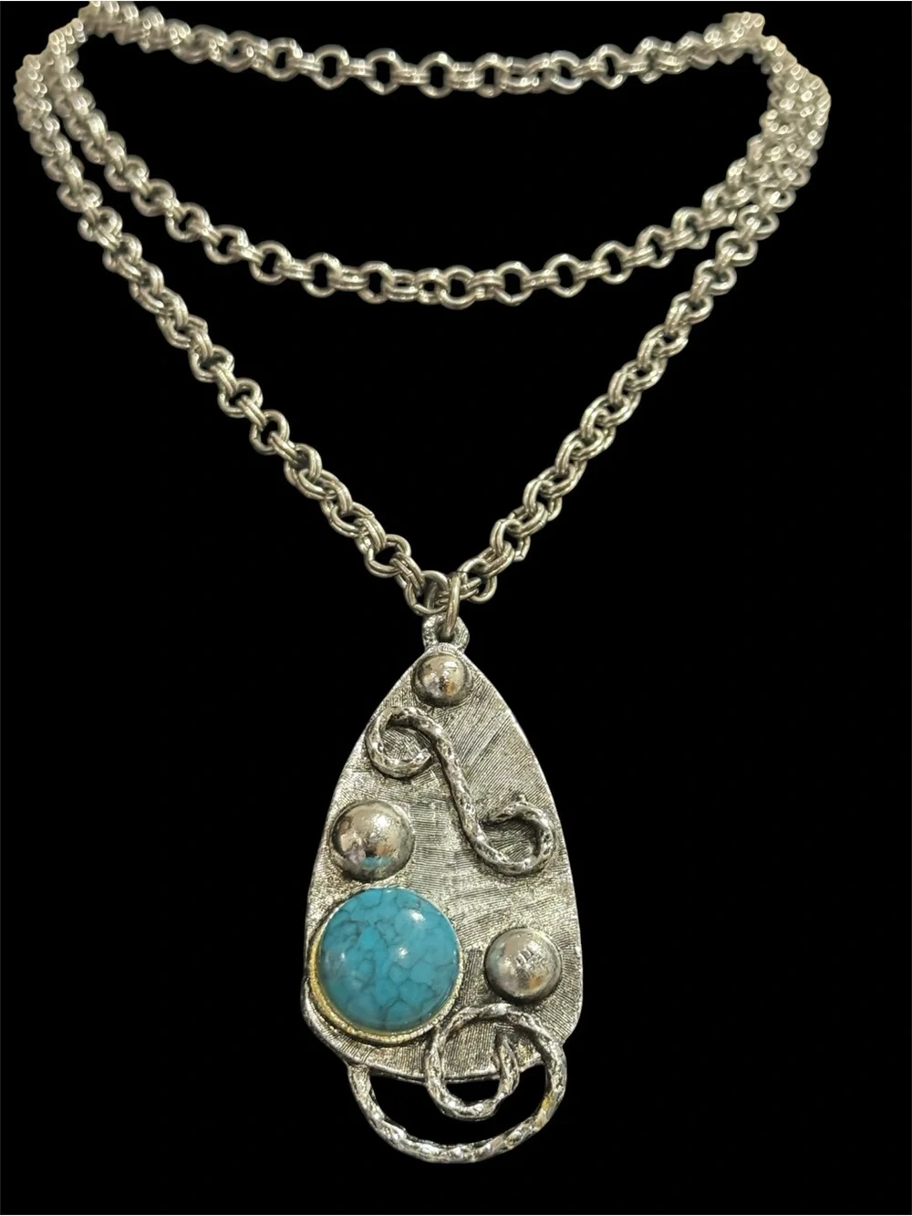 Vintage 55” Trifari Silver Chain Necklace with Pendant